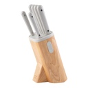Set x7 cuchillos+taco de madera c/imán blanco