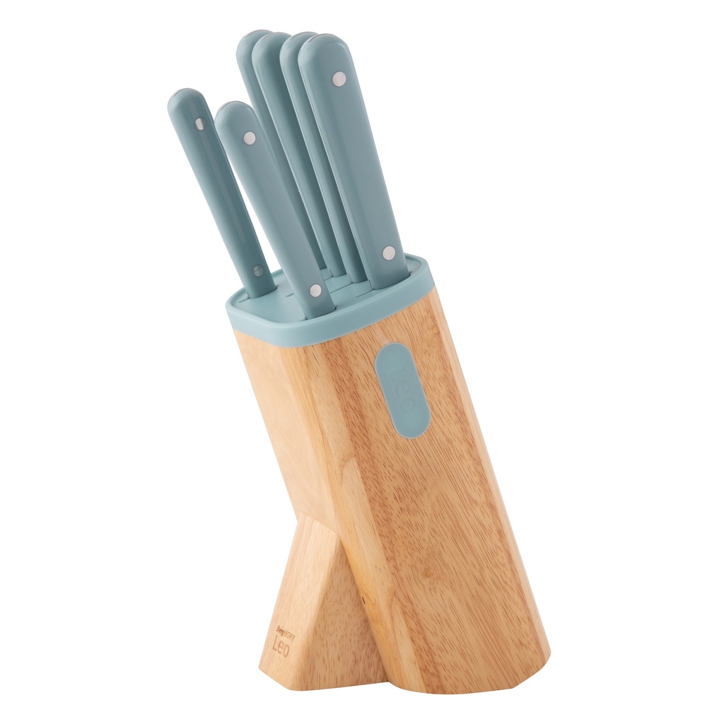 Setx7 cuchillos+taco de madera c/imán celeste