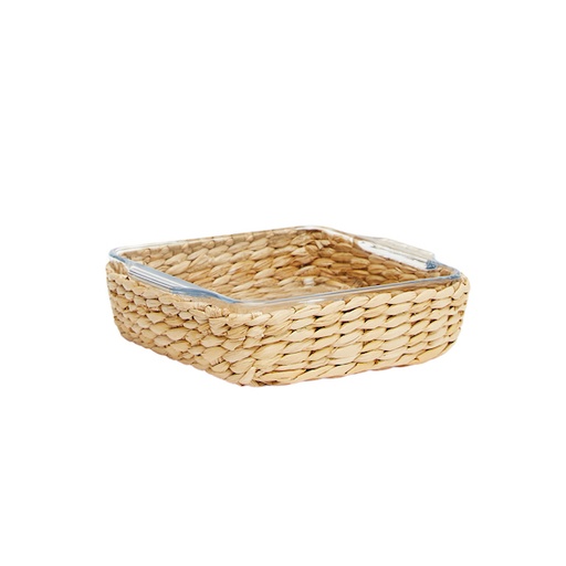[5305] Fuente cuadr c/canasta yute 19x16x4.5 800ml